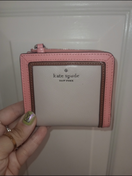 kate spade Handbags - kate spade Pink, Cream & Brown Trim Small Zip Tri-fold Wallet